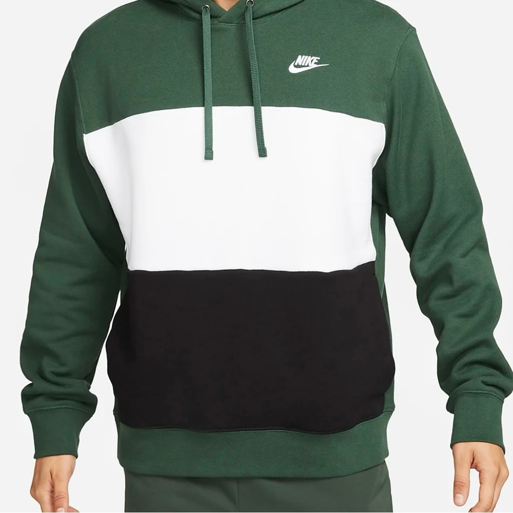 Nike Club Fleece Hoodie Sweatshirt French Terry Color-Block FB7415-323 Green XXL